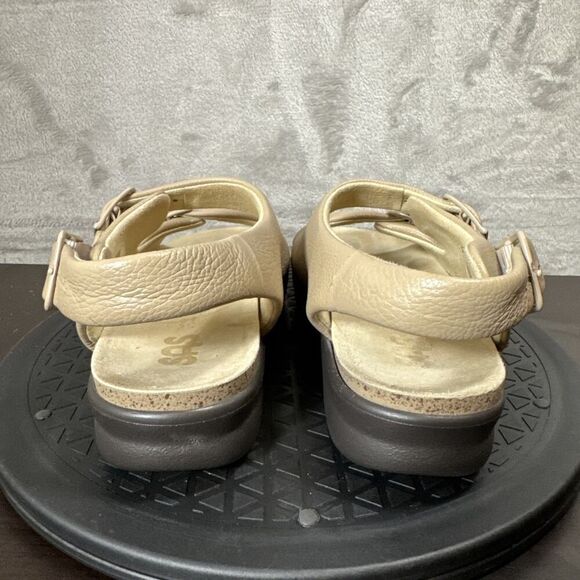SAS Womens Size 8N Relaxed Beige Leather Flats Sandals Comfortable Orthopedic - Picture 4 of 10